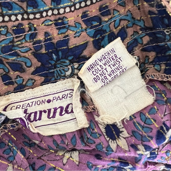 Vintage Starina 1970s Boho Hippie Purple Metallic Indie Dress Midi Y2K Floral M - Picture 9 of 12